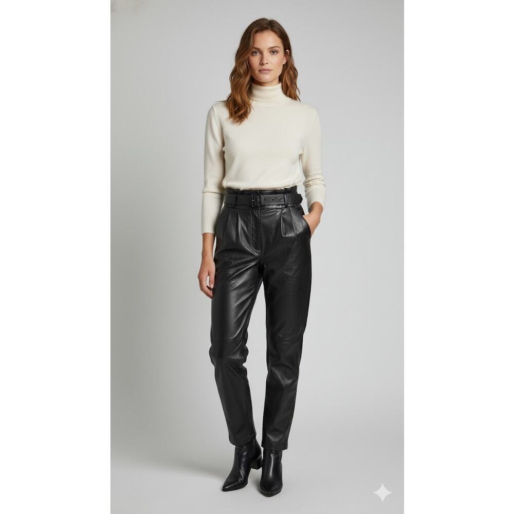 Vtge Toffs leather pants Black sz 6 80's/90's High waist(Paper bag) EUC Clean.